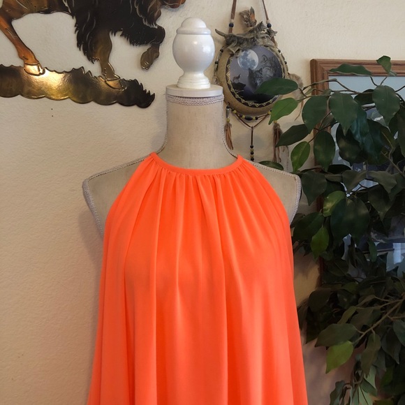 Leqier two tone hi low layered flowy beach dress - Picture 5 of 9